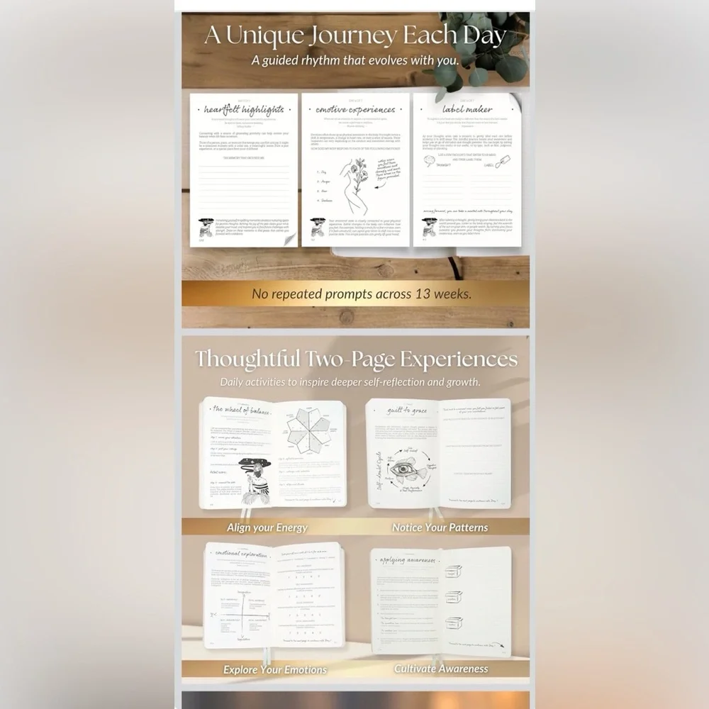 Her Vibe Journal - 13-Week Guided Mindfulness Journal for Women - Daily Prompts